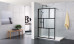 Fully Framed Shower Screen Panel Black Frame 6 Sections 6mm 2000H with support arm