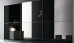 Frameless Sliding Wardrobe Doors Black Glass With Horizontal Strips