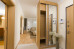 Slim Line Framed Sliding Wardrobe Doors Mirror With Horizontal Strips