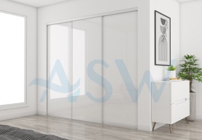 Slim Line Framed Sliding Wardrobe Doors Super White Glass