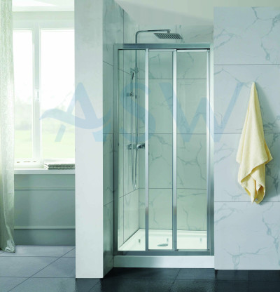 Fully Framed Shower Screen Wall To Wall 3 Panels Sliding Door 6mm 2000H Chrome