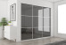 Slim Line Framed Sliding Wardrobe Doors Grey Mirror with horizontal strips