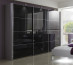Fully Framed Sliding Wardrobe Doors Black Glass with Horizontal Strips