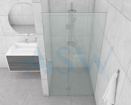 Frameless Shower Screen Wall to Wall Hinge Panel and Door 2050H