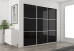 Fully Framed Sliding Wardrobe Doors Black Glass with Horizontal Strips