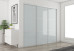 Fully Framed Sliding Wardrobe Doors Greenish white Glass with Horizontal Strips