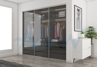 Slim Line Framed Sliding Wardrobe Doors Clear Glass Finish