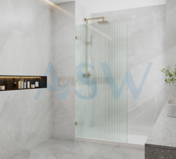 Frameless Shower Screen Fluted Radius Corner Fixed Free Standing Panel 2100H with brackets
