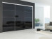 Frameless Sliding Wardrobe Doors Black Glass With Horizontal Strips