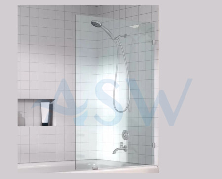 Frameless Shower Screen Fixed Panel Bathtub 1500H x 750W no holes glass