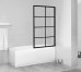 Fully Framed Shower Screen Bathtub Panel Black Frame 8 Sections 8mm 1500H