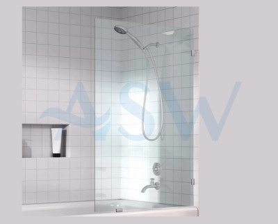 Frameless Shower Screen Fixed Panel Bathtub 1500H x 750W no holes glass
