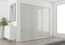 Slim Line Framed Sliding Wardrobe Doors Greenish White Glass with Horizontal Strips