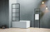Fully Framed Shower Screen Bathtub Panel Black Frame 8 Sections 8mm 1500H