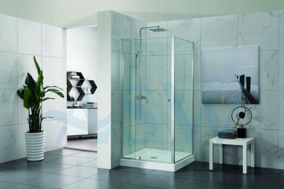 Semi Frameless Shower Screen Corner With Pivot Door and Return 2000H adjustable