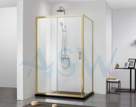 Semi Frameless Shower Screen Corner shape with Sliding Door 2000H adjustable (Light Gold, Brushed Nickel, Gun Metal)