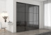 Frameless Sliding Wardrobe Doors Grey Mirror with Horizontal Strips