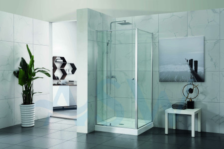 Semi Frameless Shower Screen Corner With Pivot Door and Return 2000H adjustable