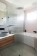 Frameless Shower Screen Fluted Glass Arched Fixed 2200H with Brackets