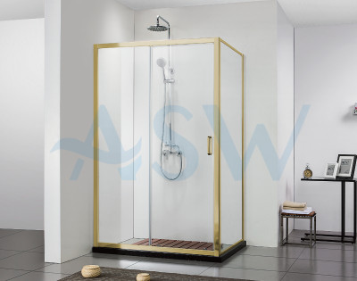 Semi Frameless Shower Screen Corner shape with Sliding Door 2000H adjustable (Light Gold, Brushed Nickel, Gun Metal)