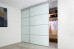 Fully Framed Sliding Wardrobe Doors Greenish white Glass with Horizontal Strips