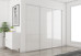 Slim Line Framed Sliding Wardrobe Doors Super white Glass With Horizontal Strips