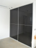 Fully Framed Sliding Wardrobe Doors Black Glass with Horizontal Strips