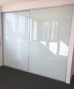 Frameless Sliding Wardrobe Doors Greenish White Glass Finish