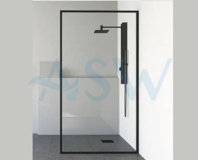 Fully Framed Shower Screen Panel  6mm Toughened Glass 2000H with Support Arm