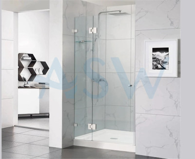 Frameless Shower Screen Wall to Wall Hinge Panel and Door 2000H pre-drilled holes glass