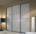 Slim Line Framed Sliding Wardrobe Doors Super white Glass With Horizontal Strips