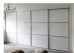 Fully Framed Sliding Wardrobe Doors Greenish white Glass with Horizontal Strips
