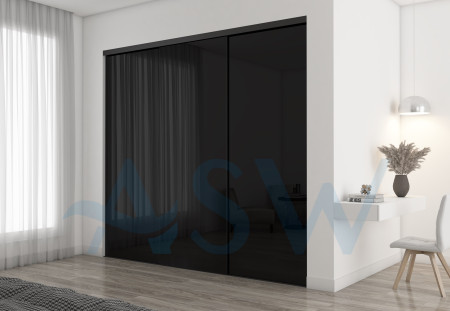 Frameless Sliding Wardrobe Doors Black Glass Finish