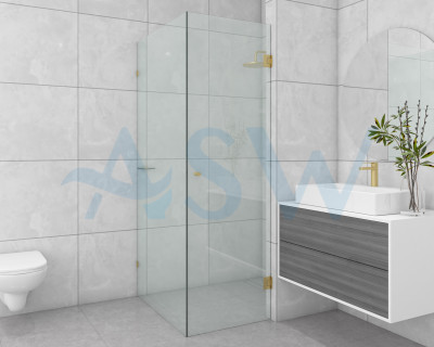 Frameless Shower Screen Corner Door hinged of wall & Return 2050H