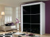 Fully Framed Sliding Wardrobe Doors Black Glass with Horizontal Strips