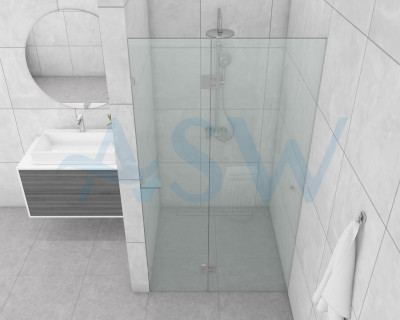 Frameless Shower Screen Wall to Wall Hinge Panel and Door 2050H