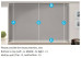 Frameless Sliding Wardrobe Doors Grey Mirror with Horizontal Strips