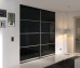 Slim Line Framed Sliding Wardrobe Doors Black Glass Finish With Horizontal Strips